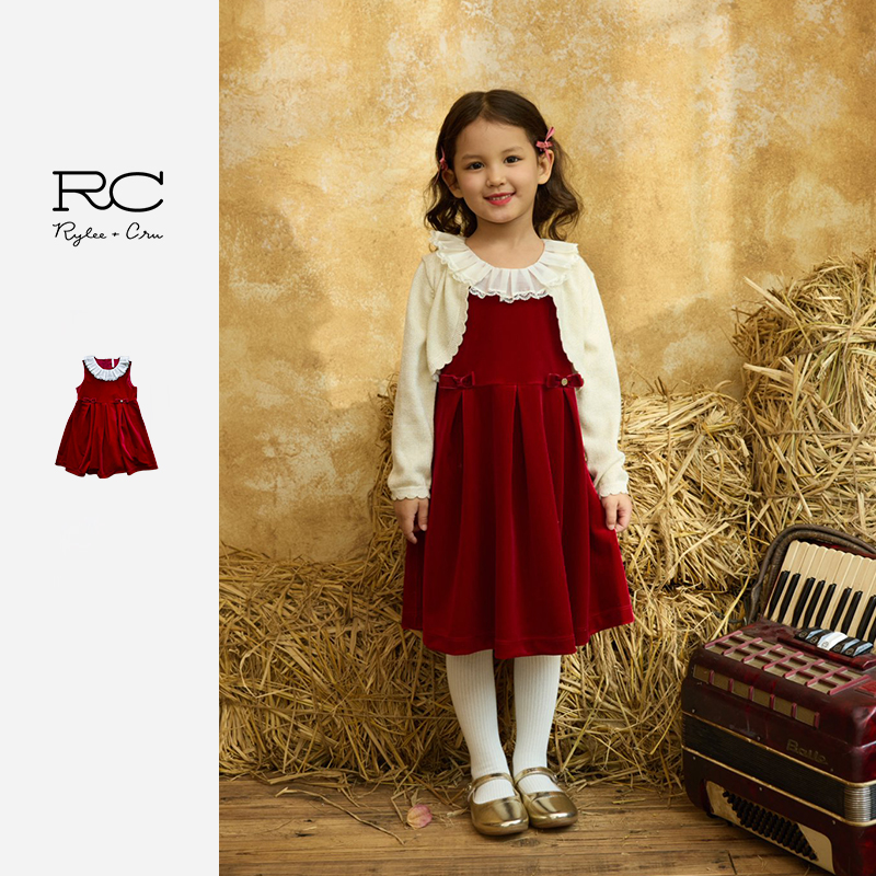 RyleeCru官方正品女童连衣裙裙子女宝灯芯绒背心裙秋冬上新