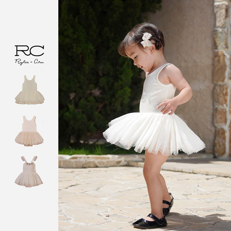 RyleeCru女童连衣裙芭蕾舞裙子纱裙中小童宝宝连体裙练功服礼服裙
