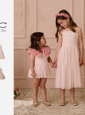 Ryleecru女童连衣裙宝宝公甜美主裙吊带裙网纱裙开衫25新款RC童装