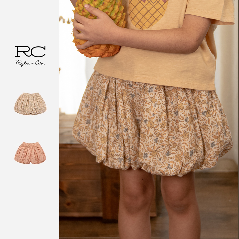 RyleeCru官方正品女童花苞裤短裤女孩裤子女宝裤春季新品