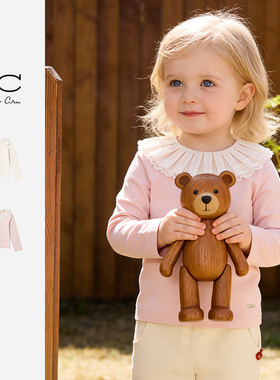 RyleeCru官方正品甜美可爱风女童蕾丝花边领长袖T恤上衣26春上新