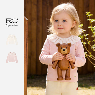 RyleeCru官方正品甜美可爱风女童蕾丝花边领长袖T恤上衣26春上新