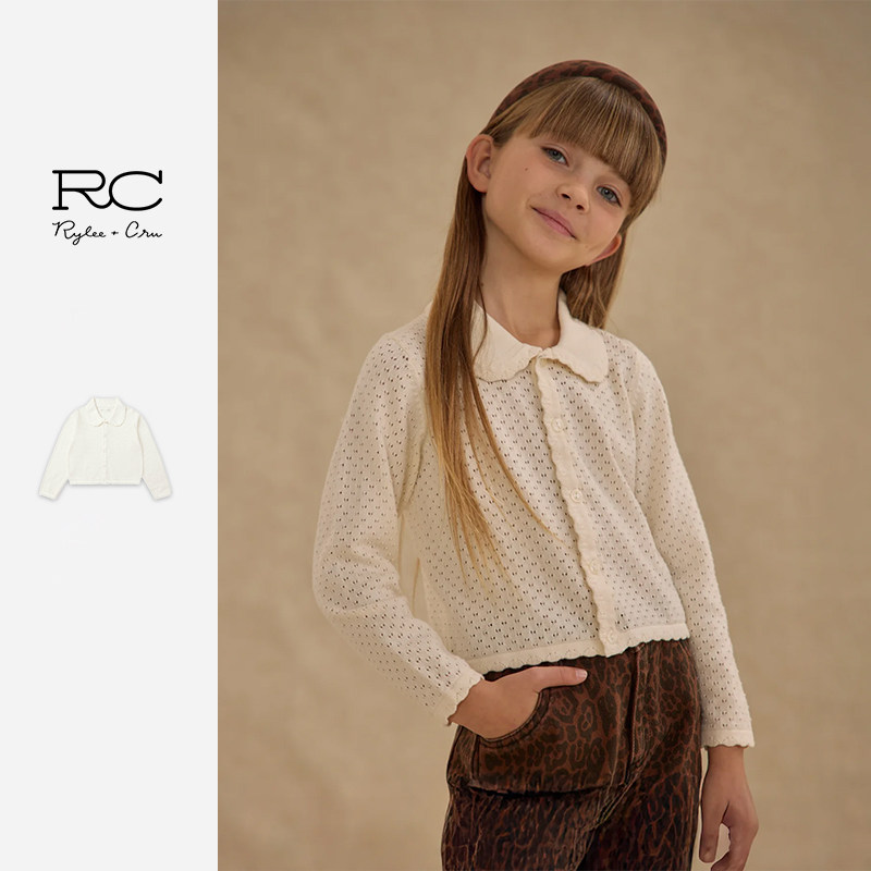 RyleeCru官方正品女童毛衣儿童线衣洋气针织开衫25秋2上新