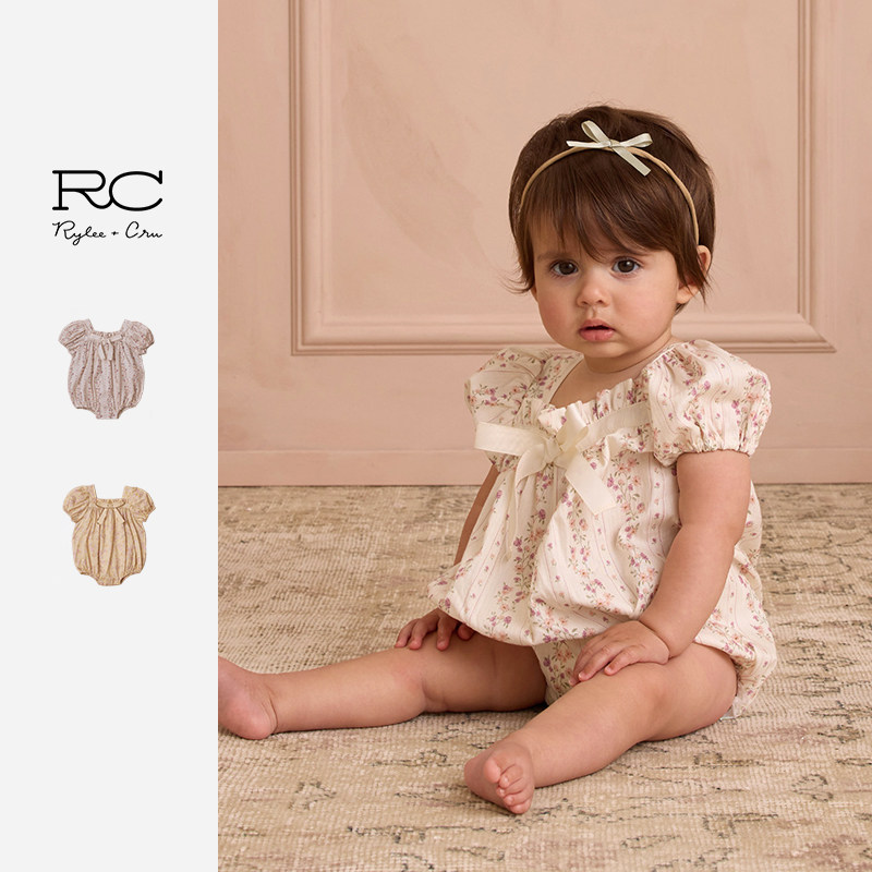 Ryleecru商场同款女宝宝连体衣25夏新款甜美可爱碎花满印包臀衣