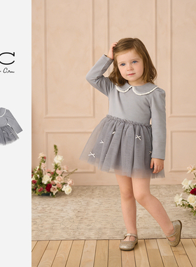 RyleeCru童装官方正品女孩连衣裙可爱娃娃领女宝裙子26春2新品