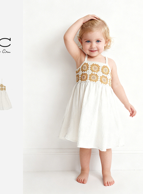 Ryleecru商场同款女童连衣裙RC童装儿童吊带连衣裙北欧度假风