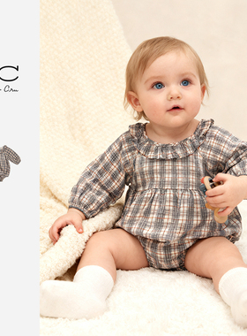 RyleeCru童装rc婴幼儿连体衣夏季女宝宝包屁衣包臀衣爬爬服格纹