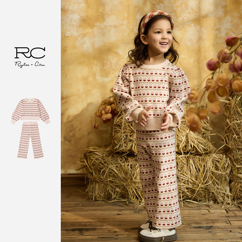 RyleeCru官方正品儿童套装女童针织毛衣长裤25秋3上新