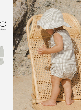 RyleeCru童装商场同款男女童格子背心套装RC童装儿童休闲套装夏款