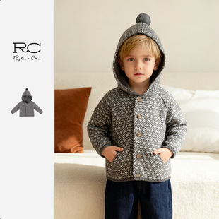 RyleeCru精灵帽针织开衫毛衣男童宝宝复古格子柔软圣诞新年新衣