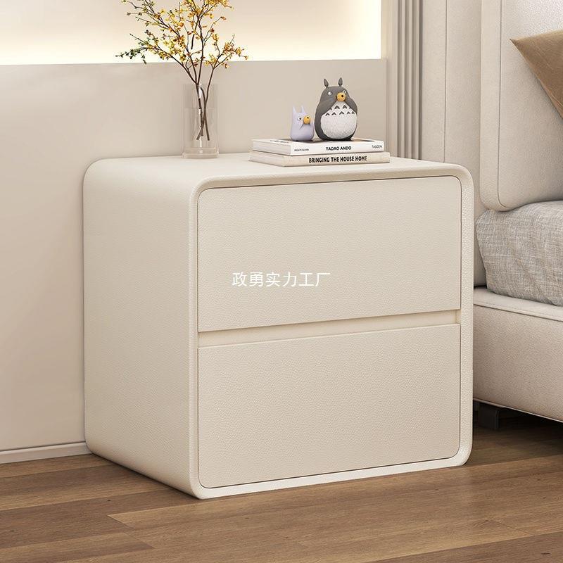 卧室床头柜奶油风小型多功能收纳简约现代窄免安装实木轻奢感