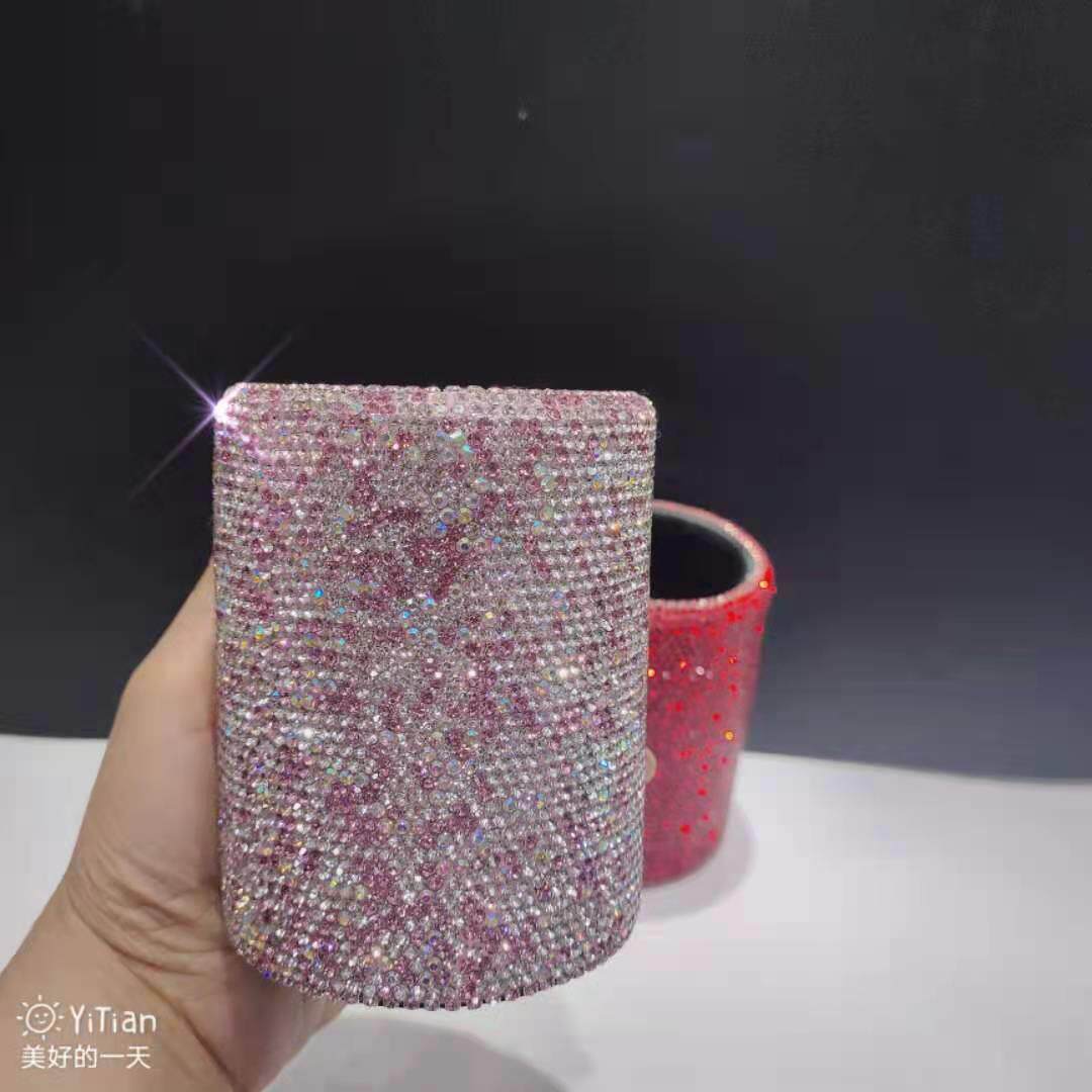 镶钻水晶笔筒可爱桌上圆筒方筒收纳放笔化妆