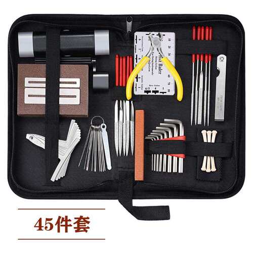 吉他工具包套装乐器维修工具琴颈调节琴枕打磨弦距测量45件套