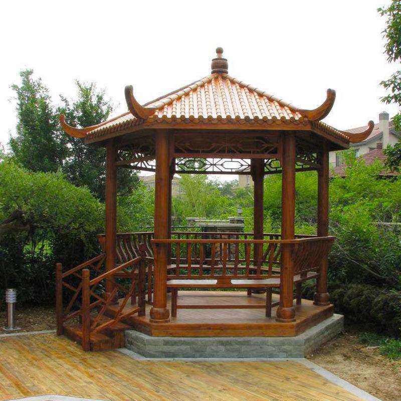 木质凉亭实木中式古建凉亭小院子庭院户外简约六角仿古亭子别墅