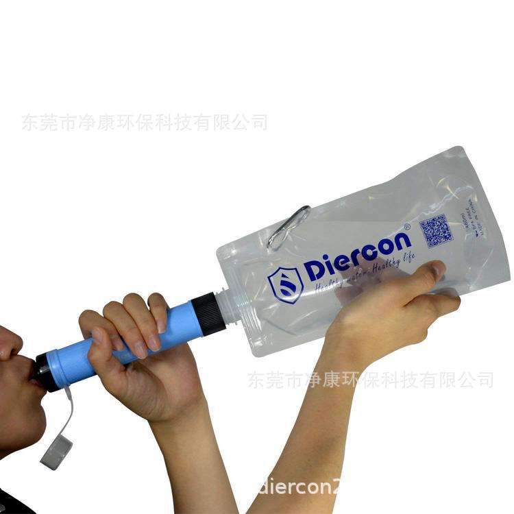 Diercon野外水净化器过滤细菌登山露营探险装备便携式净水吸管