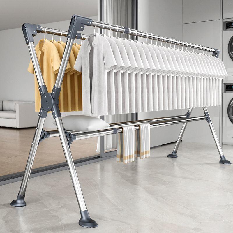 不锈钢双杆晾衣架落地折叠多功能室内阳台晾衣挂衣架伸缩晒被衣架