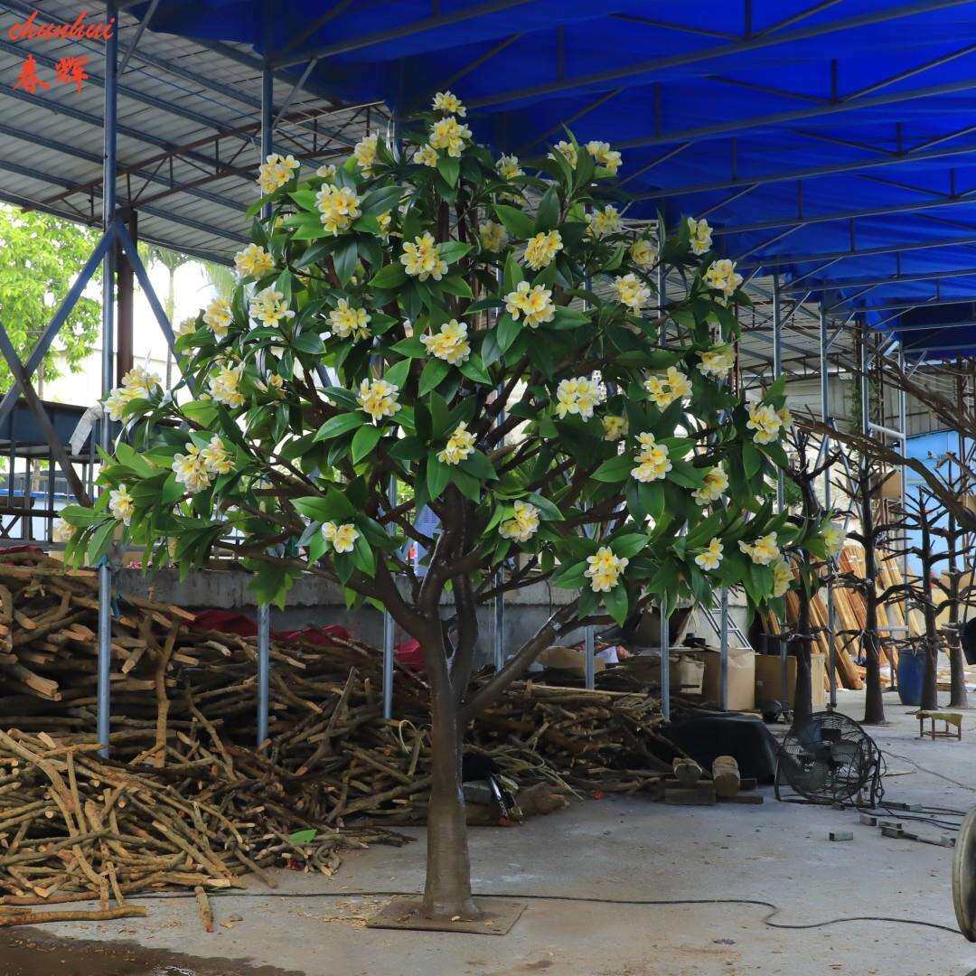 仿真鸡蛋花树庭院装饰人造假盆景绿植景观婚庆装饰树人造鸡蛋花树