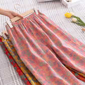 可外穿阔腿家居裤 纯棉双层纱睡裤 宽松防蚊裤 薄款 女士民族风夏季