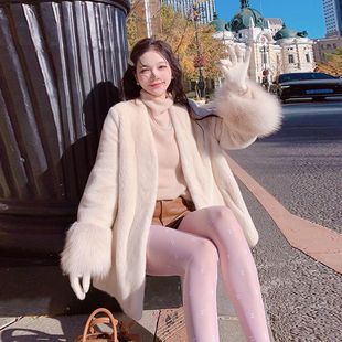 冬季新款仿水貂整貂仿皮草中长款外套女冬季新款