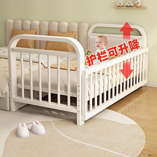 铁艺儿童拼接床宝宝小床婴儿床带护栏延边床钢架单人床加宽大床边