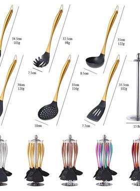 锈钢硅厨具胶用炒菜锅铲不汤家勺煎铲厨房A303用品七件套装