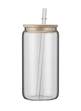 热升华玻16杯o套z梅森20oz璃可乐杯易xj007拉罐竹木盖吸管4/6件装