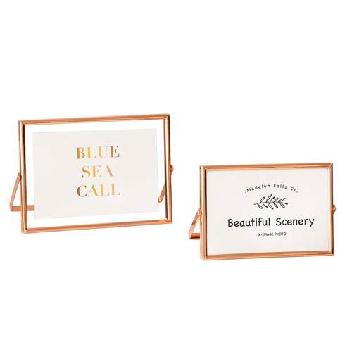 ⇛洗照片做成玻璃透明相框定制六6寸相册摆件感金属摆台8寸