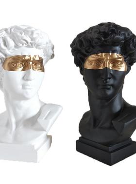 28cm小卫大卫蒙眼艺术头像树脂仿石膏雕像桌面欧式风雕塑抽象摆件