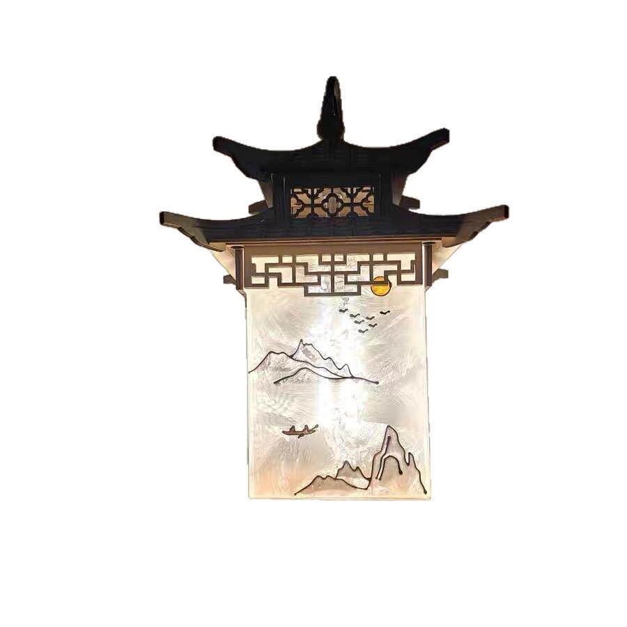 新中式宋代美学禅意茶室餐厅仿古建筑房子凉亭玄关灯四角凉亭吊灯