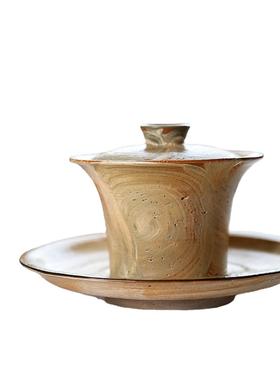 ◘牧渔长物全手工陶泥薄胎颜色釉手绘盖碗公道单杯套组轻薄不