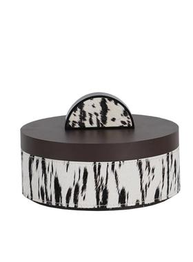 现代意式极简木质马毛装饰罐储物盒摆件茶室书房桌面家居装饰摆件