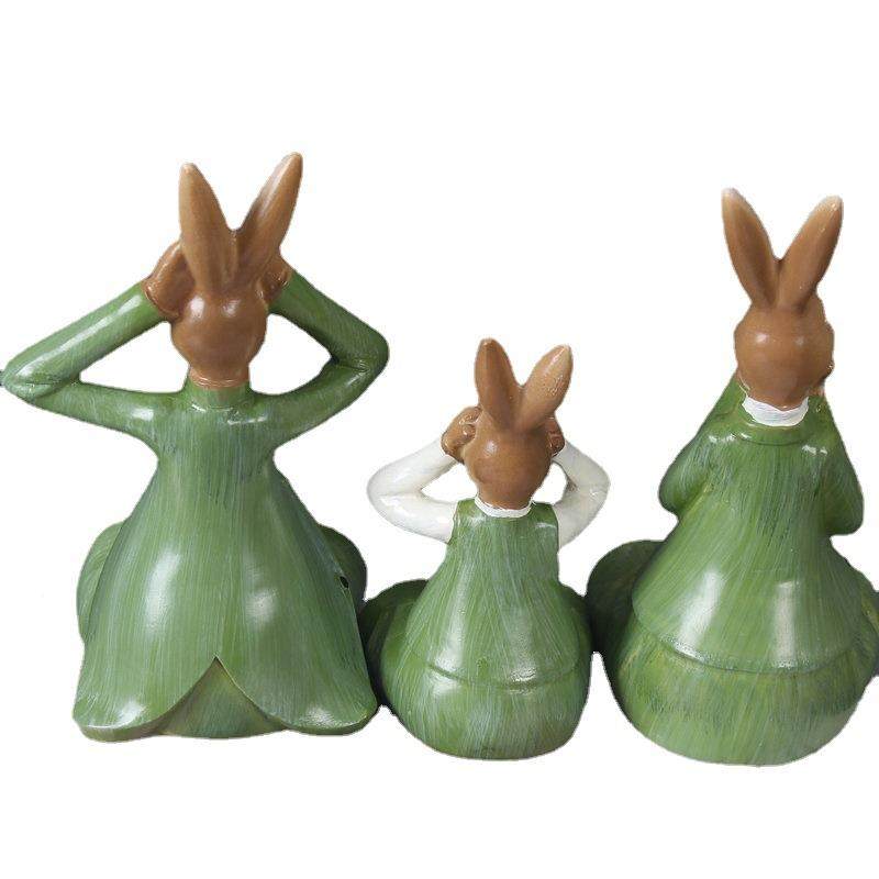 创装意可爱三不8933兔居子吊脚娃娃树脂工艺品家饰品摆件客厅卧室,家居饰品,装饰摆件,淘宝优惠券,粉丝福利购,淘宝优惠卷
