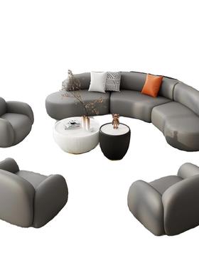 酒店大堂谈接合待异形沙发形轻SF-20241奢弧沙发展厅客厅洽沙发组