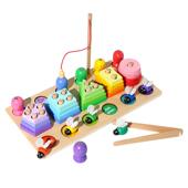 儿童早教三对合一对数板何五套几柱配磁性钓鱼宝宝443益智木制玩