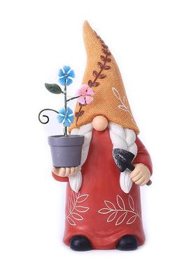 太阳能地精小矮人树脂户外装饰卡通庭院树脂工艺品摆件可爱树脂灯