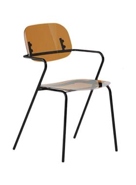 叠放亚克力约透明椅子创282Z意代简扶手家用桌靠现背椅餐椅洽谈书