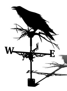 风旋向标乌风向指示外鸦不锈钢喷漆户转式风格铁艺花园欧屋顶装饰