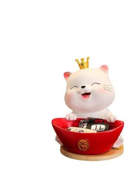 招乔财猫入门户786525钥匙收纳玄关摆件鞋柜客厅家居装饰品迁口新