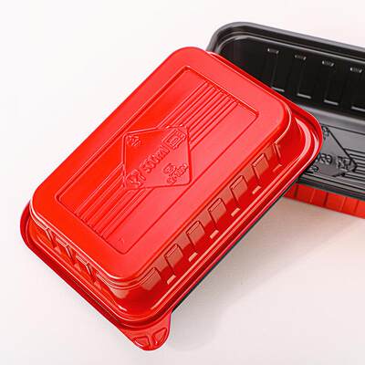 一次性餐盒食可品级外卖打SZ1094-1包盒微波红色一方形快餐起饭盒