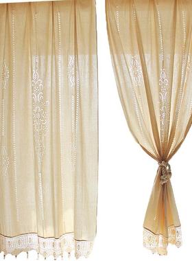 欧式高孔级棉麻布手工镂空抽窗丝轻奢帘阳卧室客MFE台厅遮光帘免