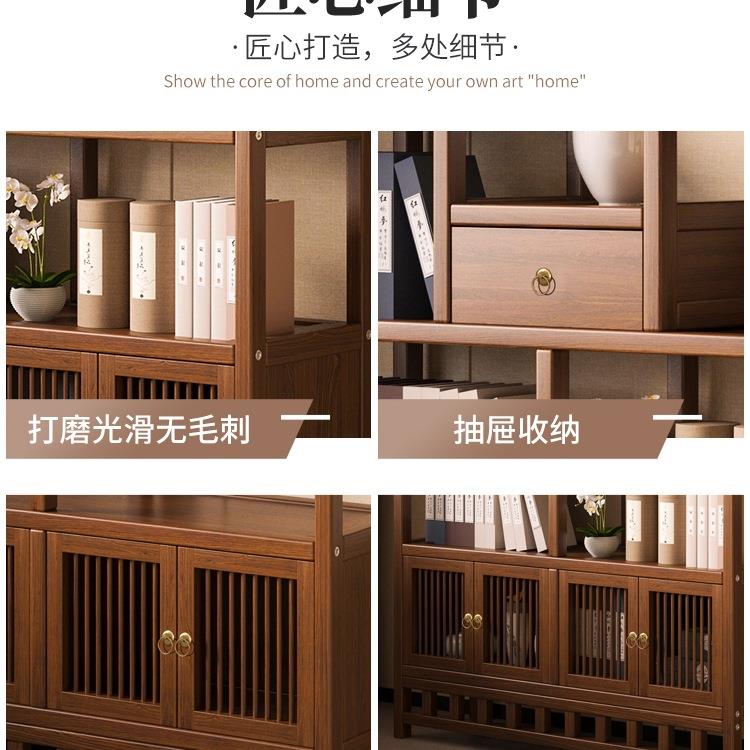 新中式博古架茶室茶叶架非实木茶具复古茶柜收纳置物架隔断展示架