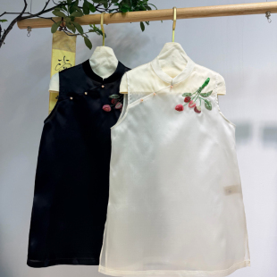 馨菲26年夏上新新中式 无配饰 刺绣背心 XQM201 立领无袖