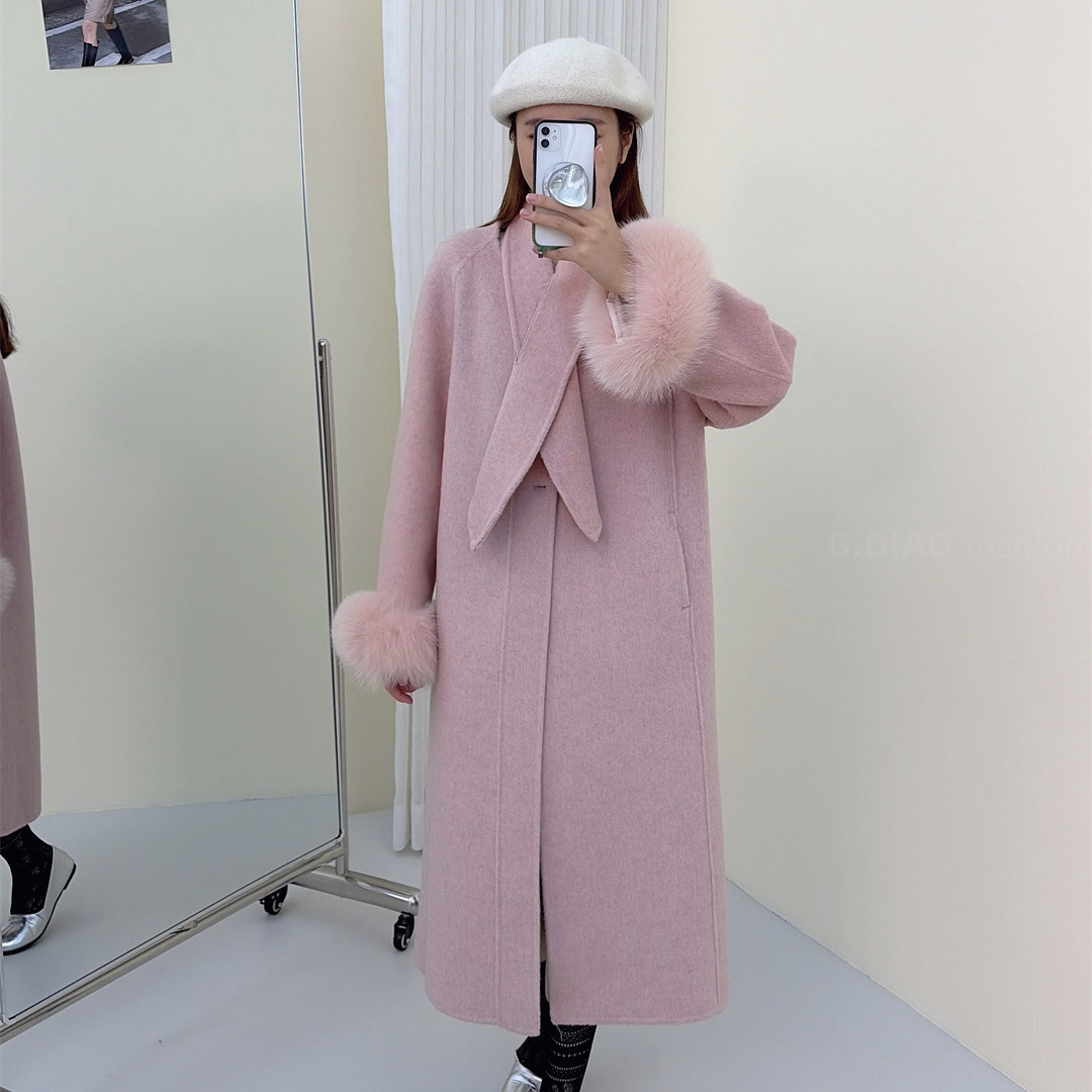 馨菲家可拆卸进口狐狸毛袖+本布围巾)（含100羊毛）31210085762G