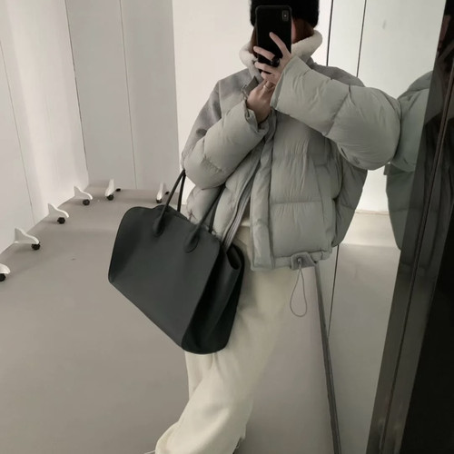 馨菲推韩系拼接羊羔毛领休闲舒适百搭保暖羽绒服外套2228MY