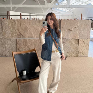 馨菲设计夏上新复古时髦设计感牛仔马甲J748