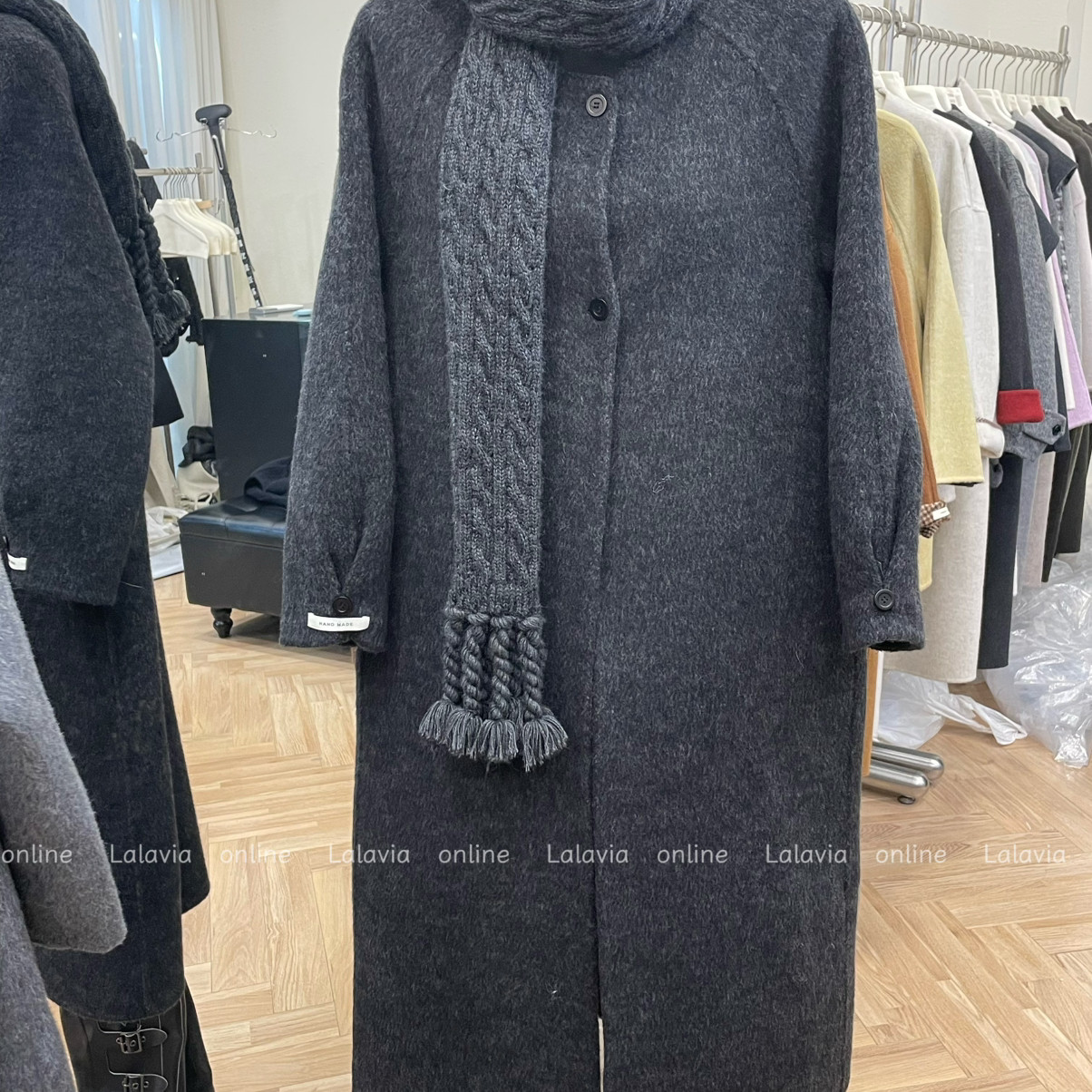 馨菲轻奢质感长款时尚羊毛外套(配围巾)（含75.8羊毛）ML258