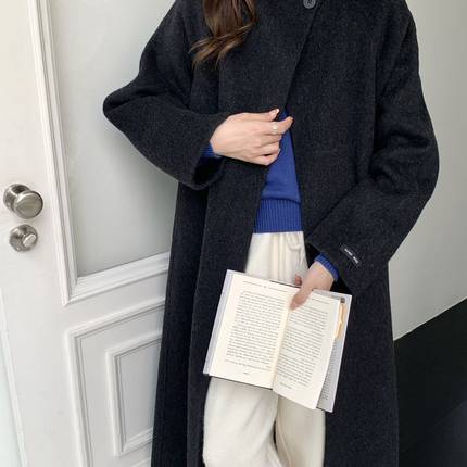 馨菲级感长款收腰气质羊毛外套(配腰带)（含70羊毛）88188A2