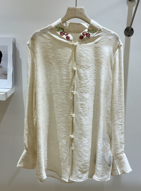 馨26年早春新中式樱桃刺绣翻领衬衫TDC-0308