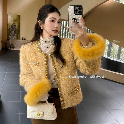 馨菲风保暖羽绒服外套(配胸针,可拆卸环保毛袖)Y5566