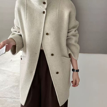 馨菲气质立领中长款时尚羊毛外套（含70.2羊毛）n5788